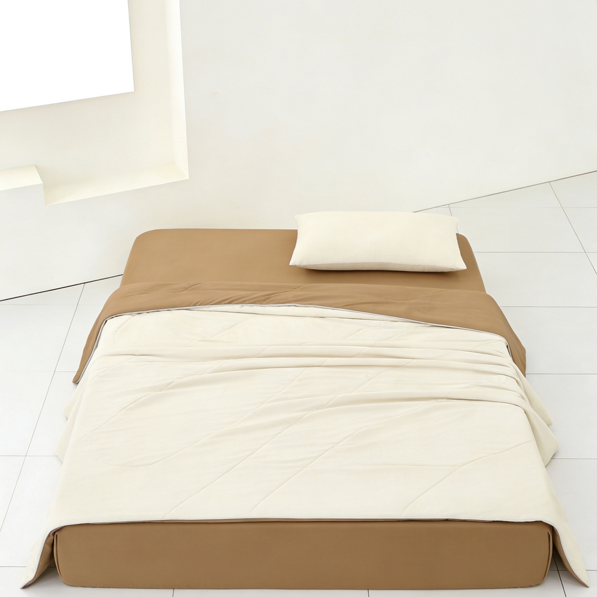 91家纺网 家纺一手货源 找家纺 LADYCOCO可可家居 2026新款coolmate多巴胺色系凉感夏被系列2 云沙麦浪（驼+白）