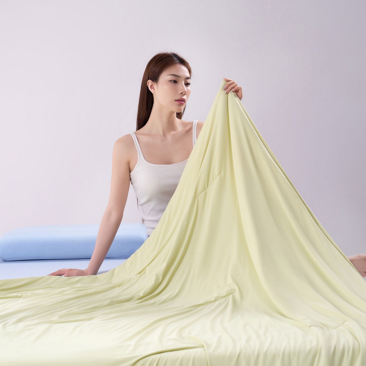 91家纺网 家纺一手货源 找家纺 花享莱 高品质2026新款亚朵酒店同款夏季双感深睡被夏被夏凉被pro3.0 竹青黄