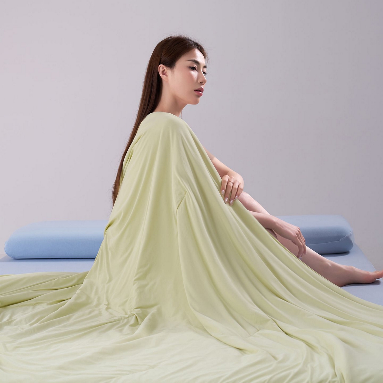 91家纺网 家纺一手货源 找家纺 花享莱 高品质2026新款亚朵酒店同款夏季双感深睡被夏被夏凉被pro3.0 竹青黄