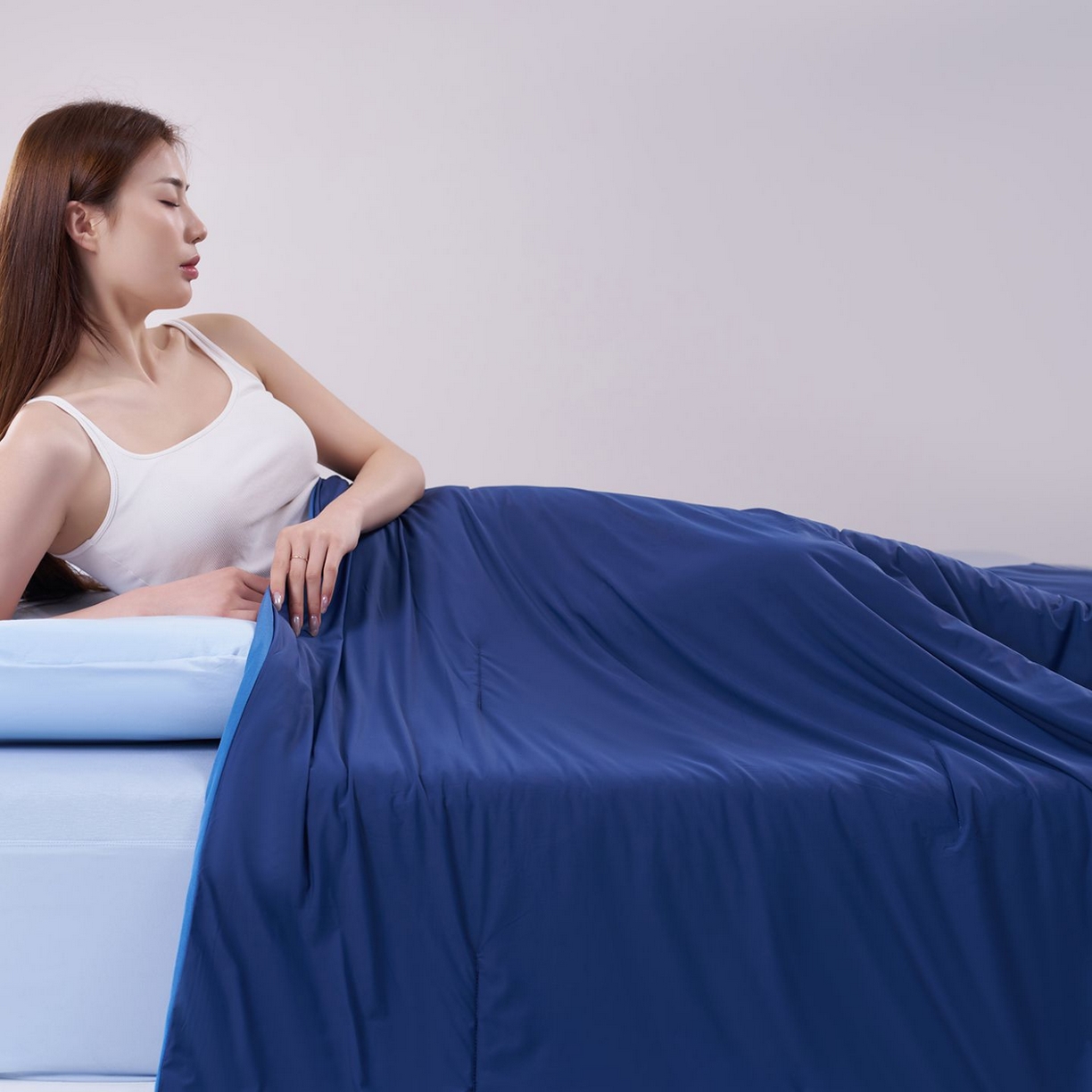 91家纺网 家纺一手货源 找家纺 花享莱 高品质2026新款亚朵酒店同款夏季双感深睡被夏被夏凉被pro3.0 深睡蓝