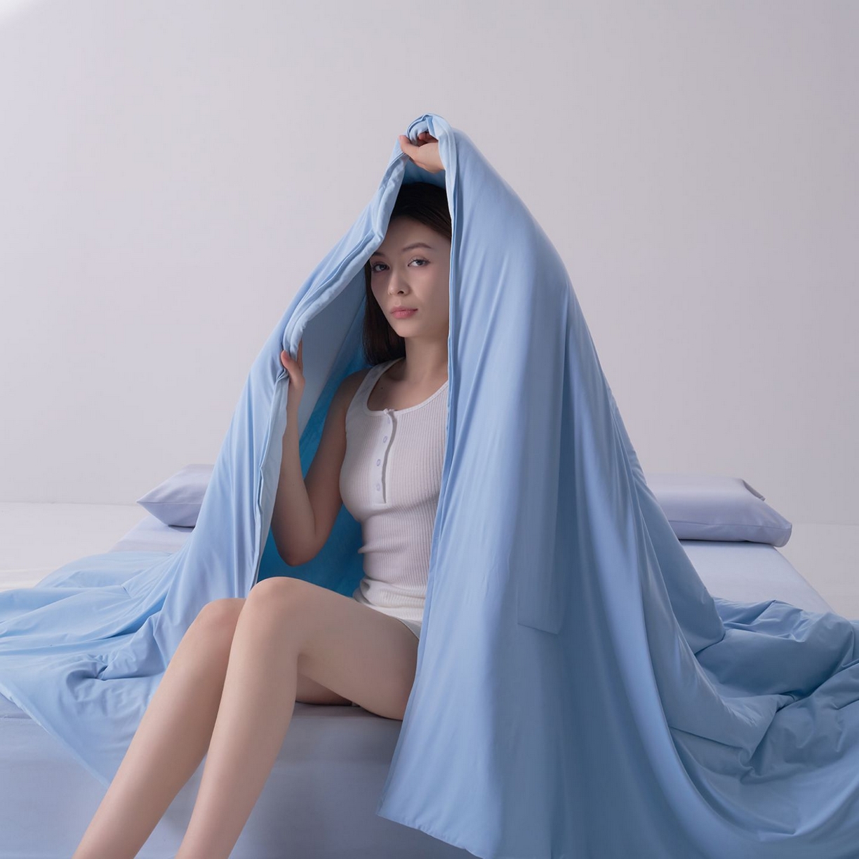 91家纺网 家纺一手货源 找家纺 花享莱 2026新款亚朵同款质量夏季双感深睡被夏被夏凉被pro3.0 静水蓝