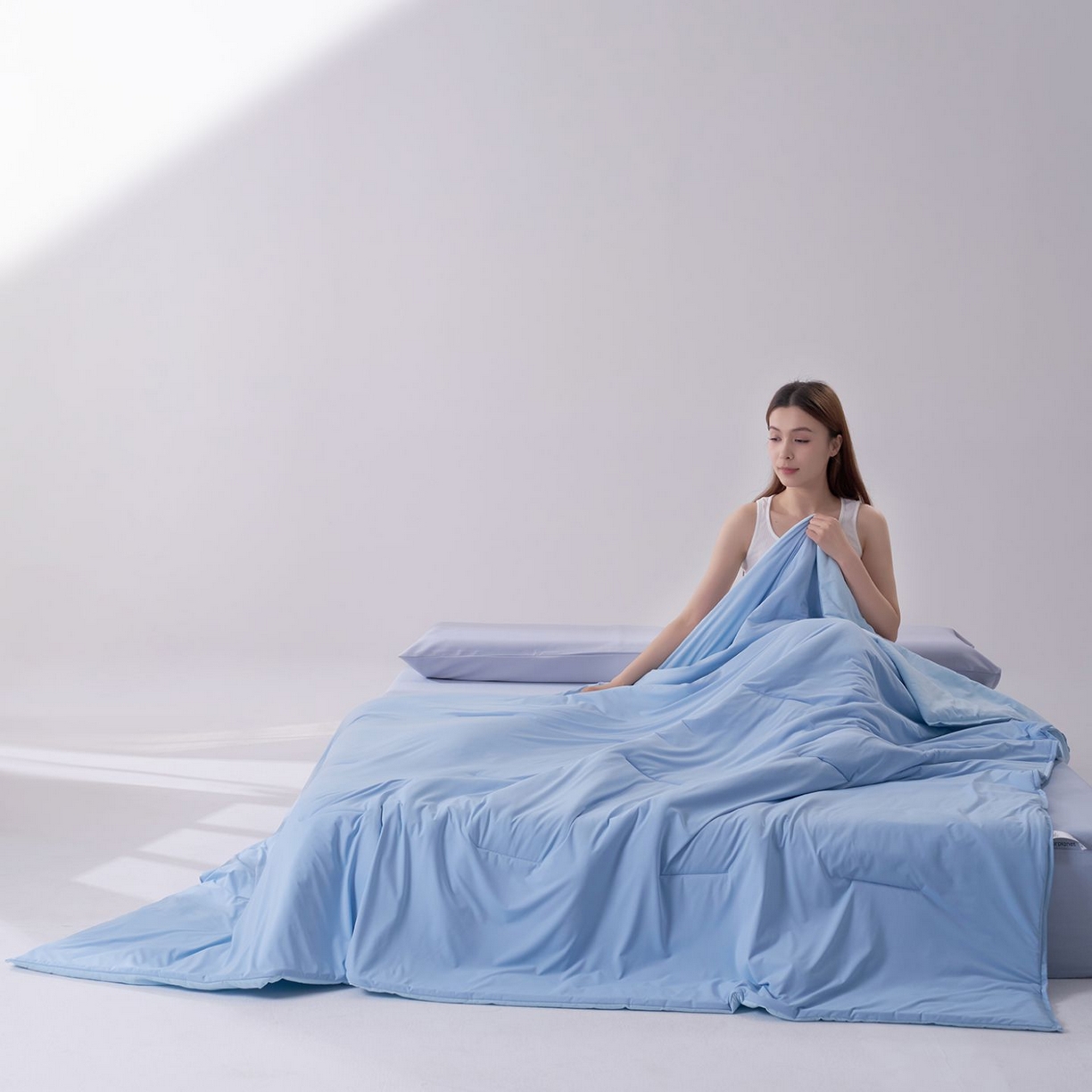 91家纺网 家纺一手货源 找家纺 花享莱 2026新款亚朵同款质量夏季双感深睡被夏被夏凉被pro3.0 静水蓝