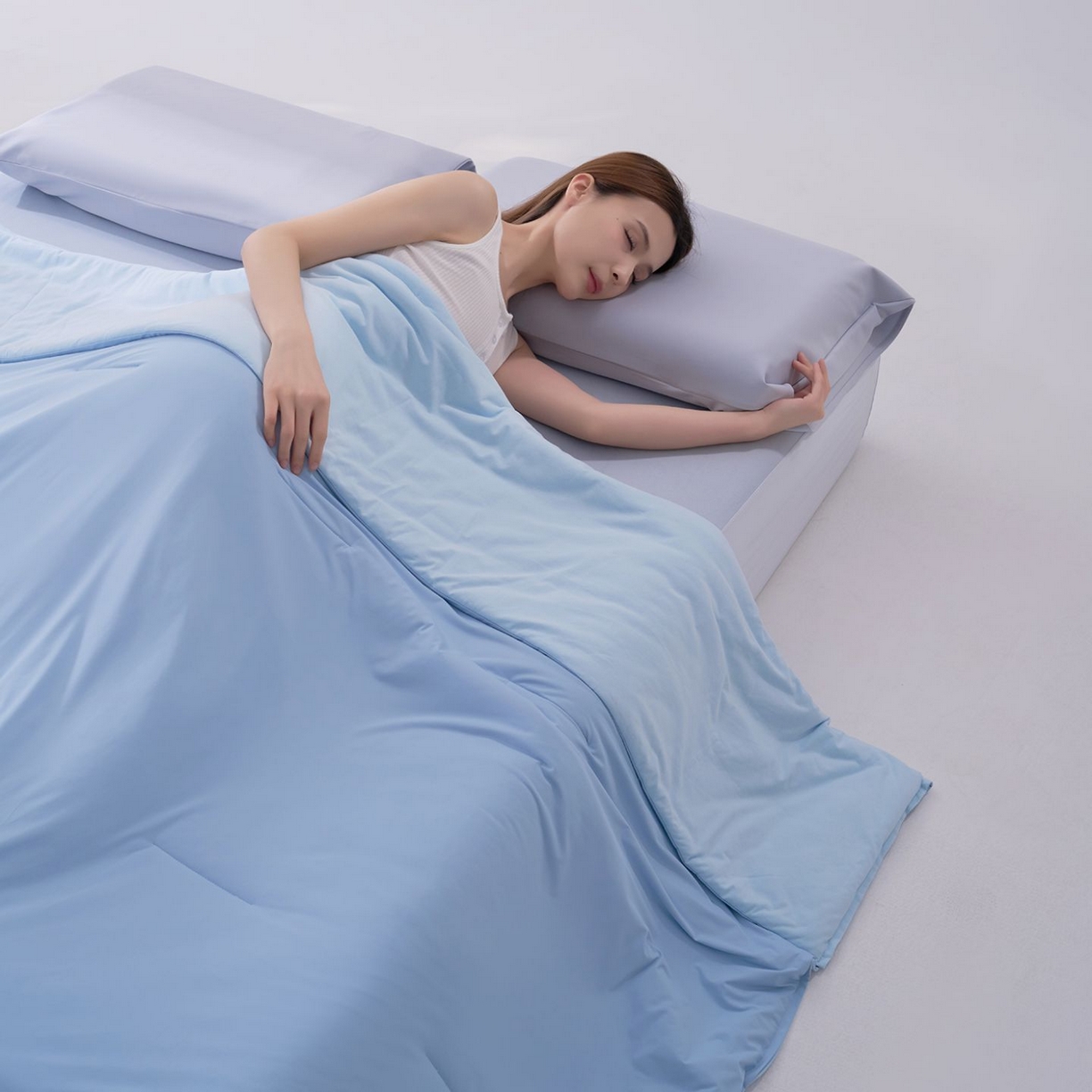 91家纺网 家纺一手货源 找家纺 花享莱 2026新款亚朵同款质量夏季双感深睡被夏被夏凉被pro3.0 静水蓝