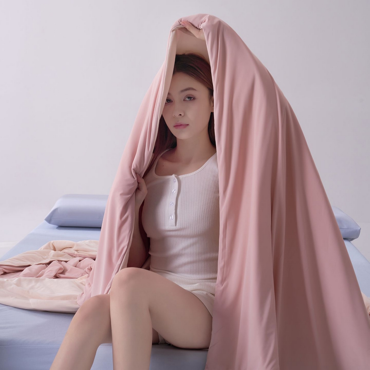 91家纺网 家纺一手货源 找家纺 花享莱 2026新款亚朵同款质量夏季双感深睡被夏被夏凉被pro3.0 橘雾粉