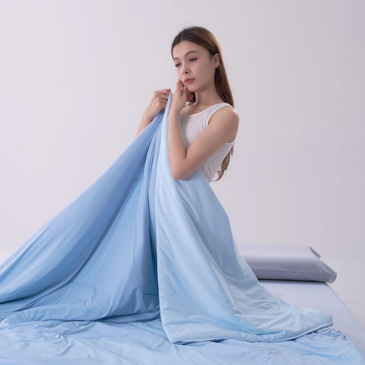 91家纺网 家纺一手货源 找家纺 花享莱 2026新款亚朵同款质量夏季双感深睡被夏被夏凉被pro3.0 静水蓝