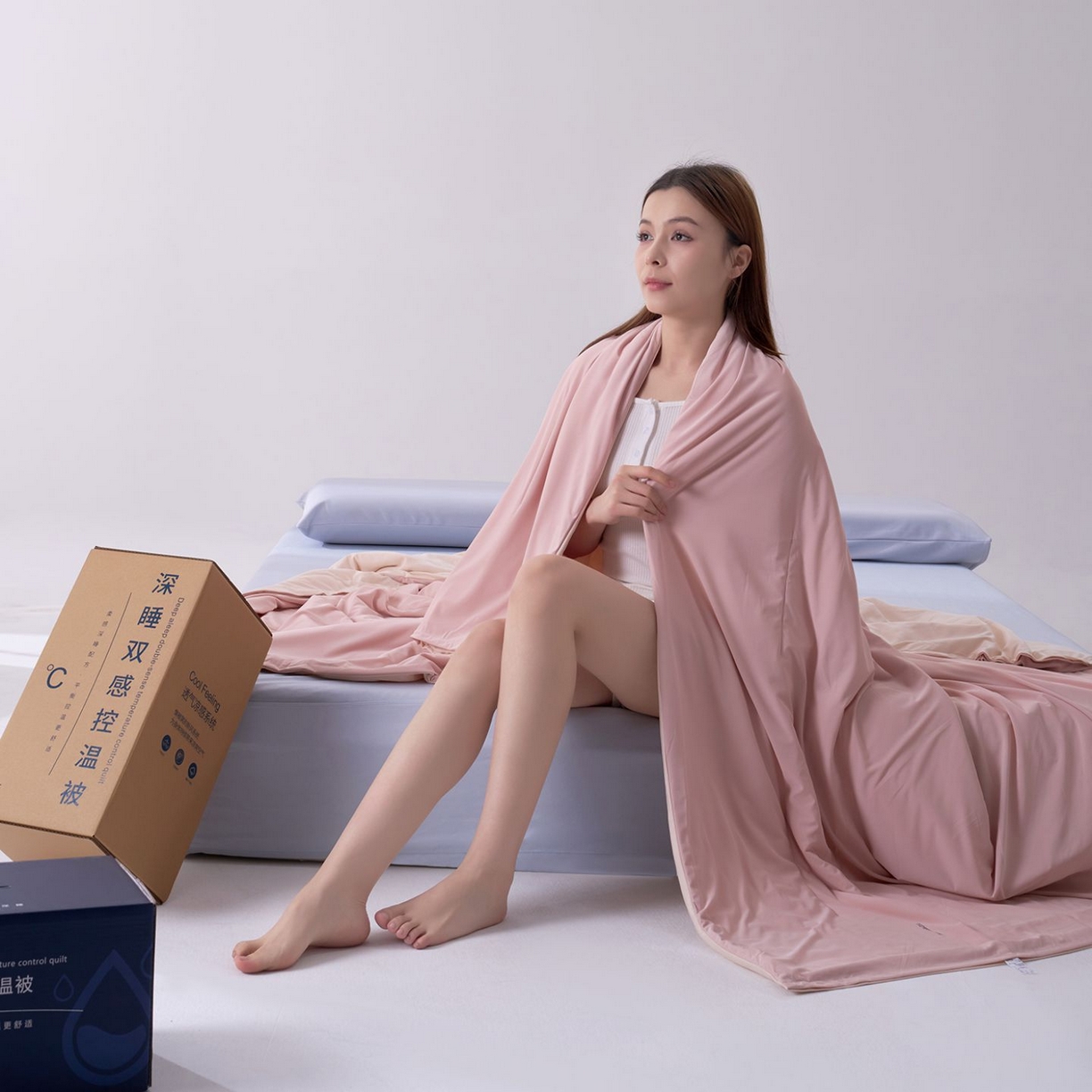 91家纺网 家纺一手货源 找家纺 花享莱 2026新款亚朵同款质量夏季双感深睡被夏被夏凉被pro3.0 橘雾粉