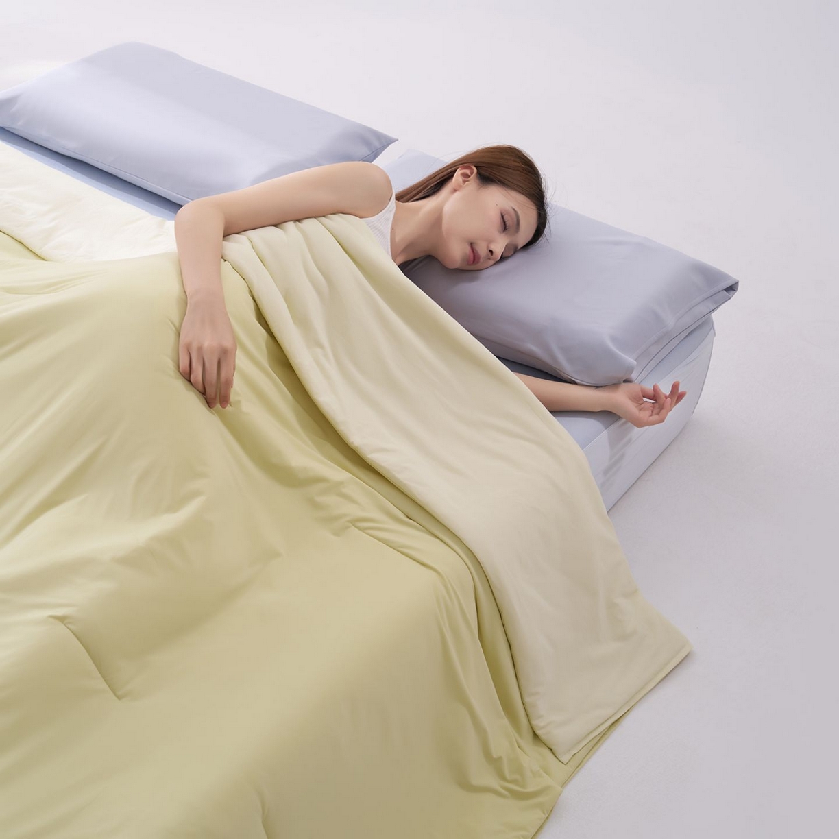 91家纺网 家纺一手货源 找家纺 花享莱 2026新款亚朵同款质量夏季双感深睡被夏被夏凉被pro3.0 竹青黄