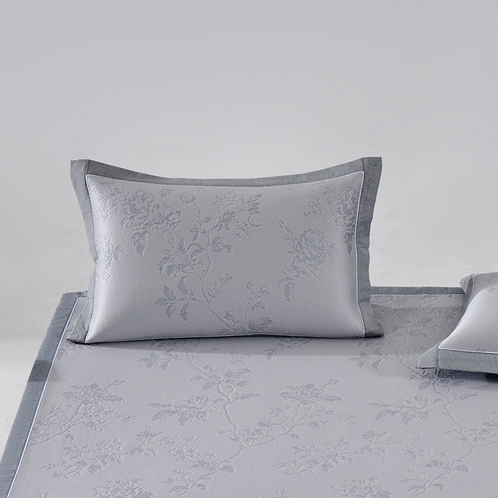 91家纺网 家纺一手货源 找家纺 小牛席业 2026新款牡丹花蔓冷感豆豆夏凉枕套（宽包边）夏天枕套冰丝枕套竹枕套藤枕套冰藤枕套 灰色