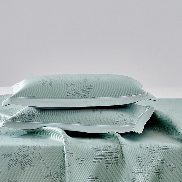 91家纺网 家纺一手货源 找家纺 小牛席业 2026新款牡丹花蔓冷感豆豆夏凉枕套（宽包边）夏天枕套冰丝枕套竹枕套藤枕套冰藤枕套 绿色