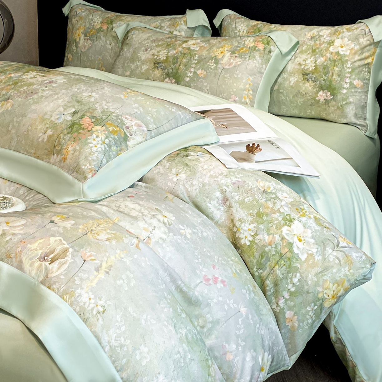 91家纺网 家纺一手货源 找家纺 （总）博纳家纺 2026新款数码印花天丝宽边四件套