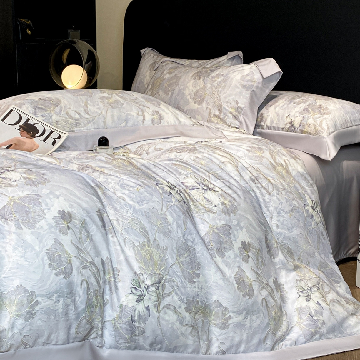 91家纺网 家纺一手货源 找家纺 博纳家纺 2026新款数码印花天丝宽边四件套 塞纳