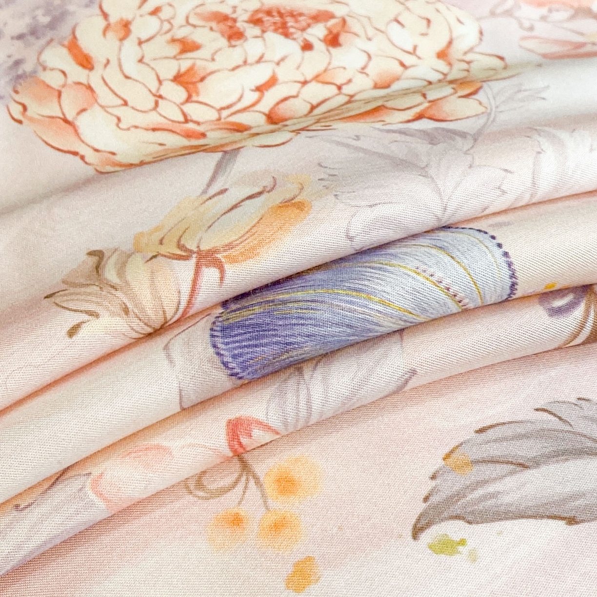 91家纺网 家纺一手货源 找家纺 博纳家纺 2026新款数码印花天丝宽边四件套 花舞蝶