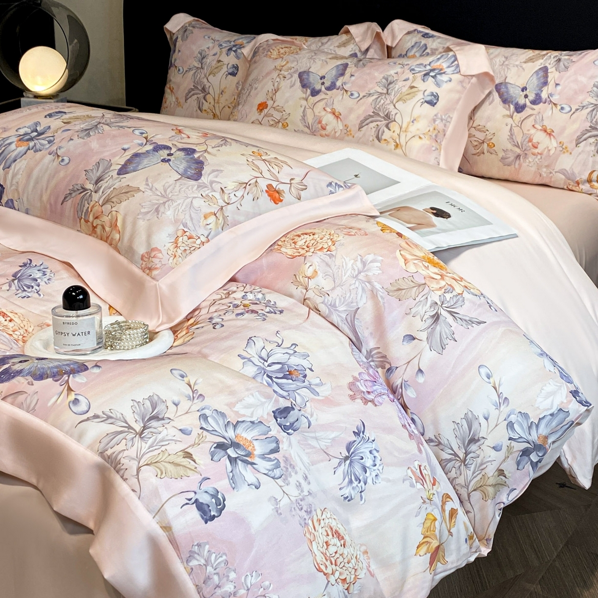 博纳家纺 2026新款数码印花天丝宽边四件套 花舞蝶