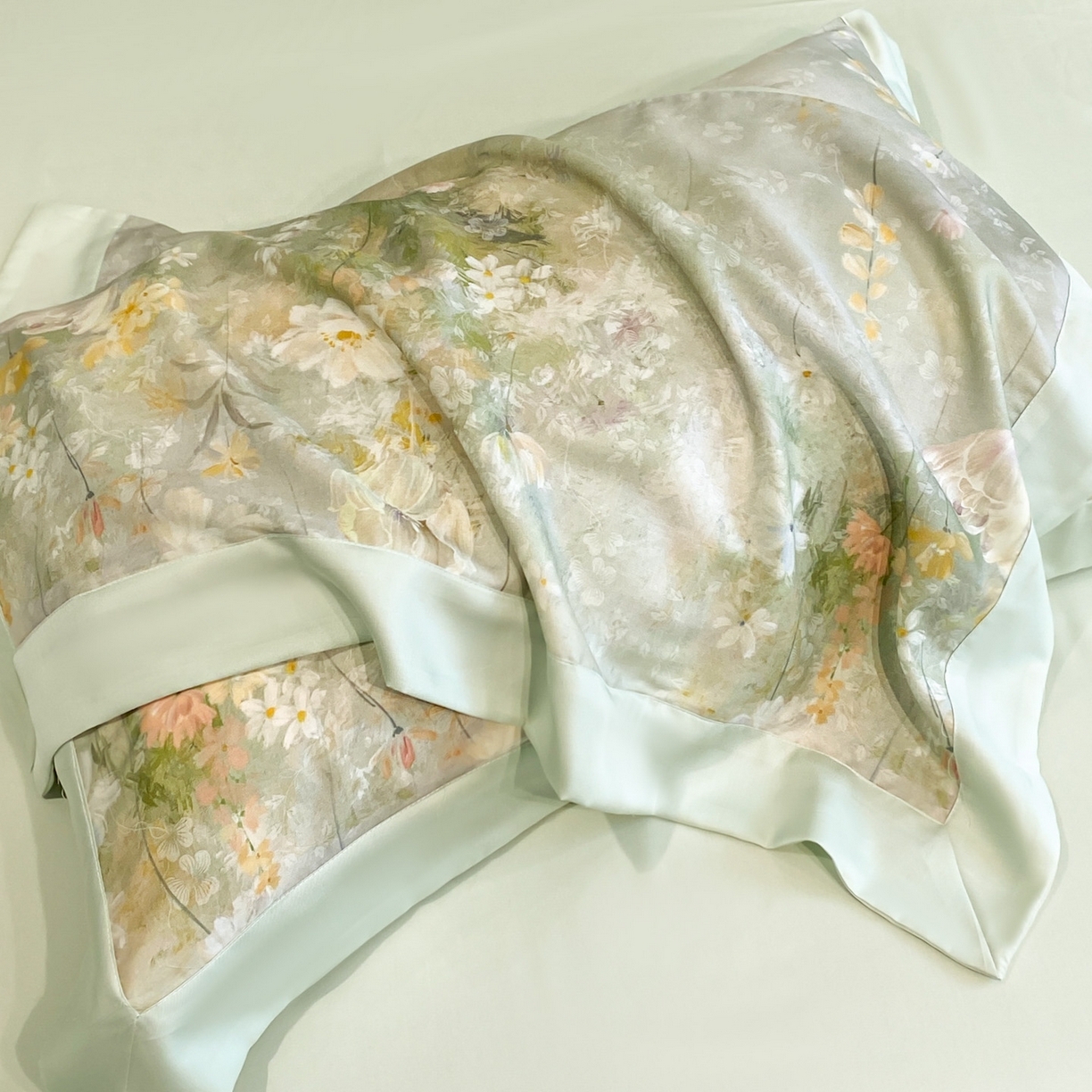 91家纺网 家纺一手货源 找家纺 博纳家纺 2026新款数码印花天丝宽边四件套 半夏