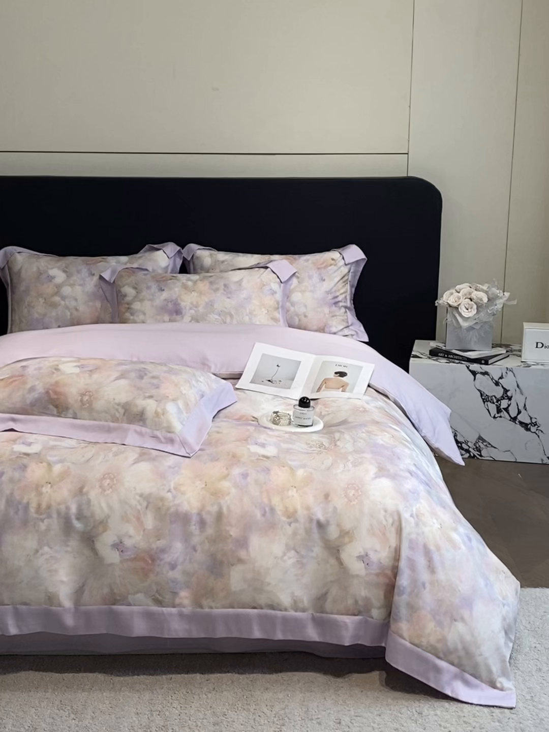 91家纺网 家纺一手货源 找家纺 博纳家纺 2026新款数码印花天丝宽边四件套 卡罗拉