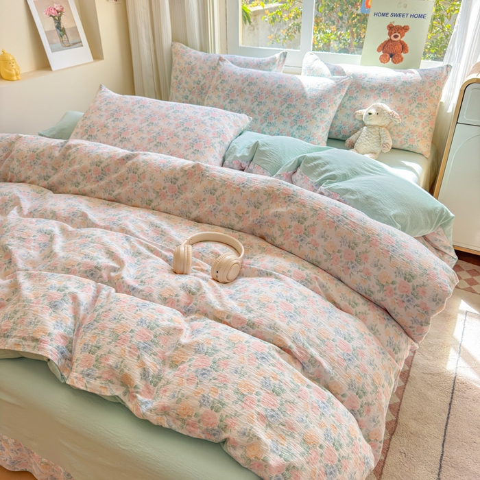 91家纺网 家纺一手货源 找家纺 （总）梵希雅 2026新款A类木棉皱皱纱四件套