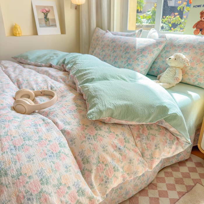 91家纺网 家纺一手货源 找家纺 （总）梵希雅 2026新款A类木棉皱皱纱四件套