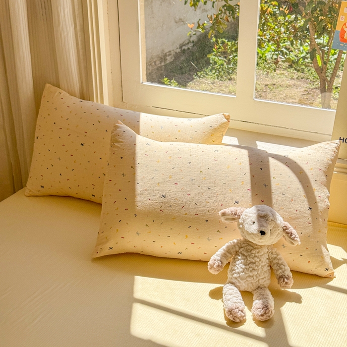 91家纺网 家纺一手货源 找家纺 梵希雅 2026新款A类木棉皱皱纱四件套 奶油彩糖