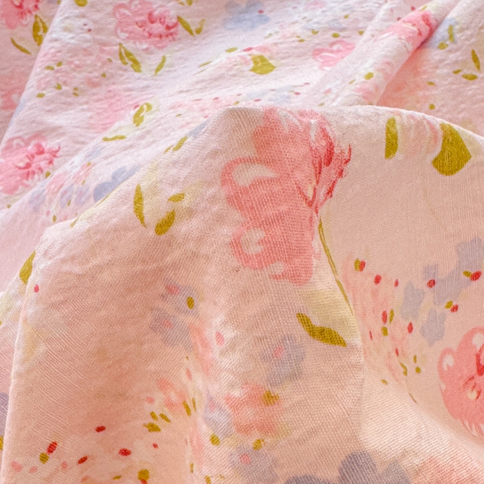 91家纺网 家纺一手货源 找家纺 梵希雅 2026新款A类木棉皱皱纱四件套 樱粉星野