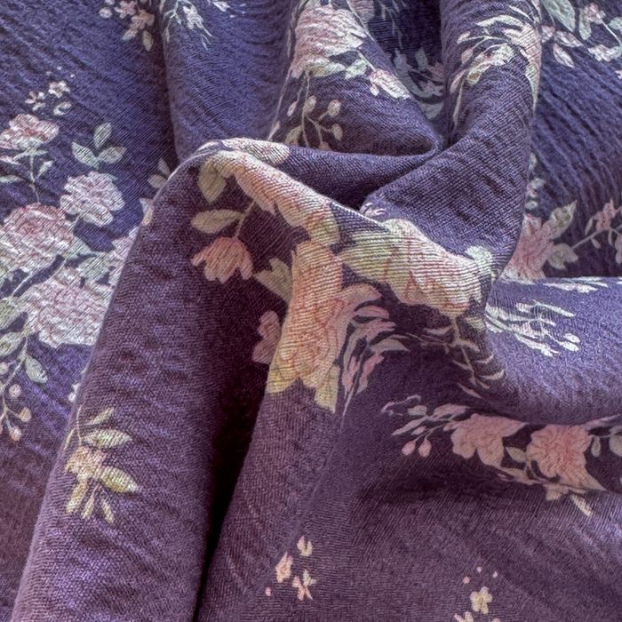 91家纺网 家纺一手货源 找家纺 梵希雅 2026新款A类木棉皱皱纱四件套 紫雾花野