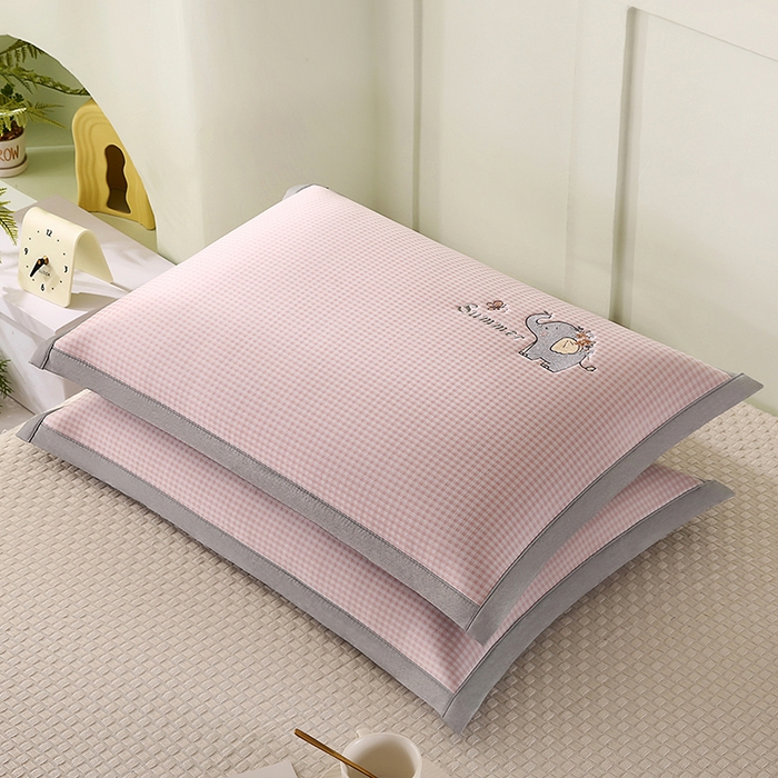 小牛席业 2026新款夏日小象凉感冰丝席枕套夏天枕套冰丝枕套竹枕套藤枕套冰藤枕套 粉色