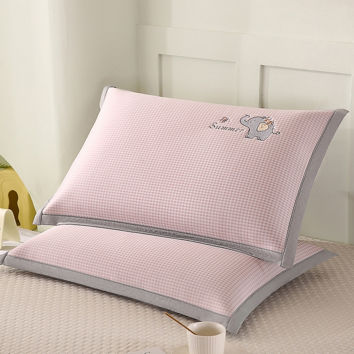 91家纺网 家纺一手货源 找家纺 小牛席业 2026新款夏日小象凉感冰丝席枕套夏天枕套冰丝枕套竹枕套藤枕套冰藤枕套 粉色