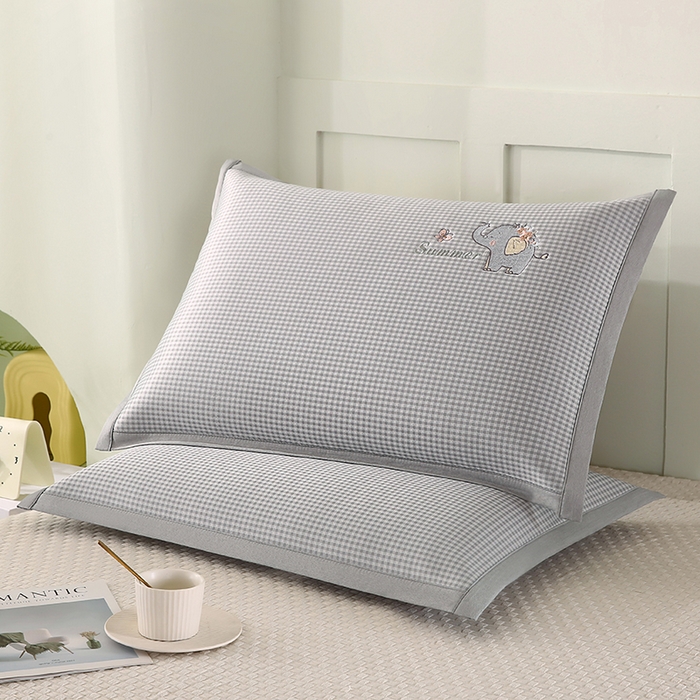 91家纺网 家纺一手货源 找家纺 小牛席业 2026新款夏日小象凉感冰丝席枕套夏天枕套冰丝枕套竹枕套藤枕套冰藤枕套 灰色