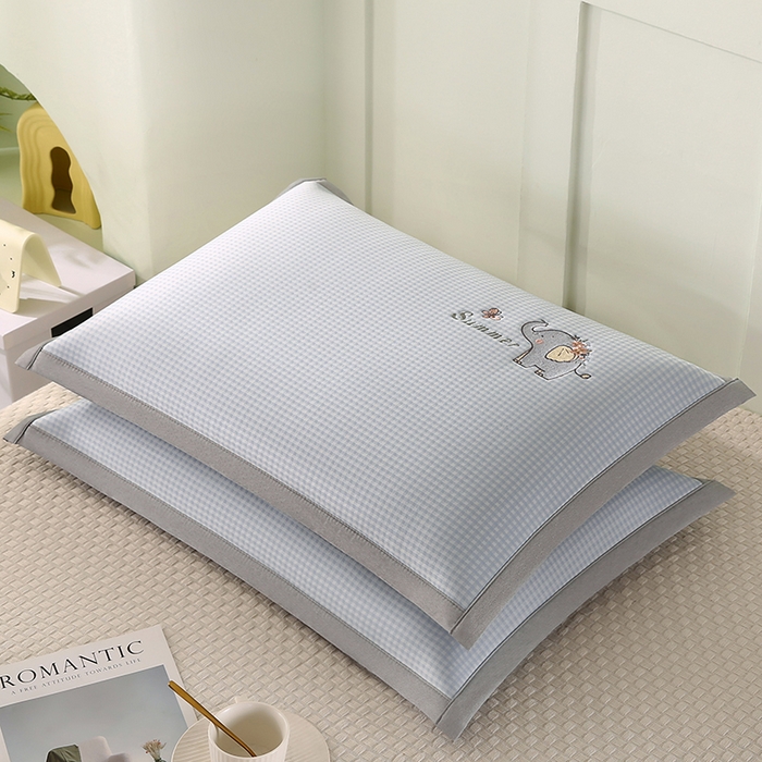 小牛席业 2026新款夏日小象凉感冰丝席枕套夏天枕套冰丝枕套竹枕套藤枕套冰藤枕套 蓝色