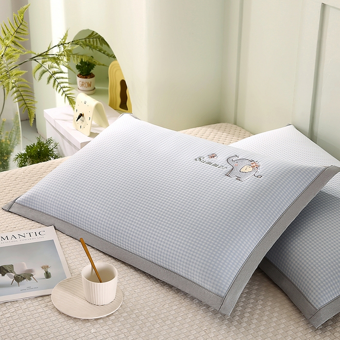 91家纺网 家纺一手货源 找家纺 小牛席业 2026新款夏日小象凉感冰丝席枕套夏天枕套冰丝枕套竹枕套藤枕套冰藤枕套 蓝色