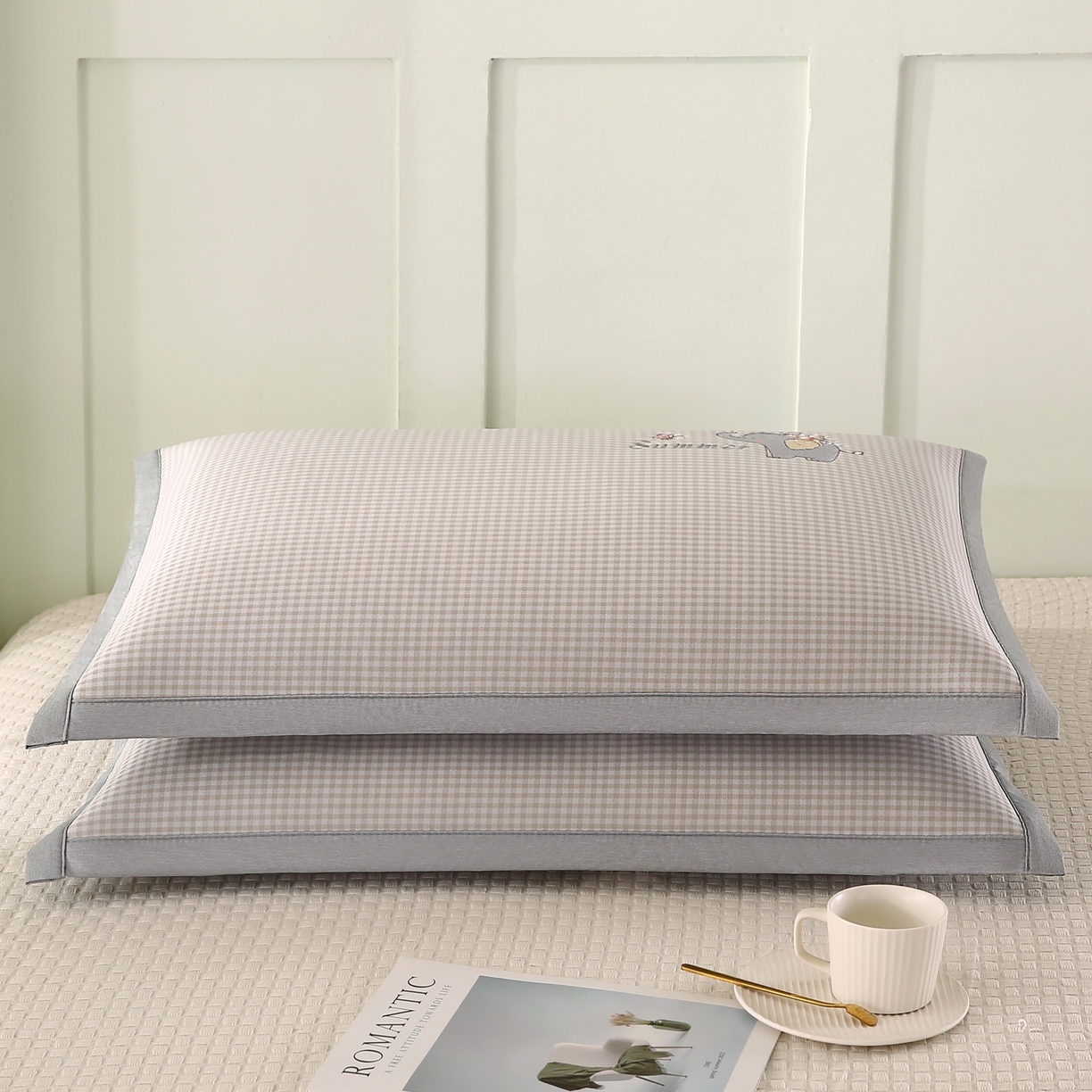 91家纺网 家纺一手货源 找家纺 小牛席业 2026新款夏日小象凉感冰丝席枕套夏天枕套冰丝枕套竹枕套藤枕套冰藤枕套 香槟