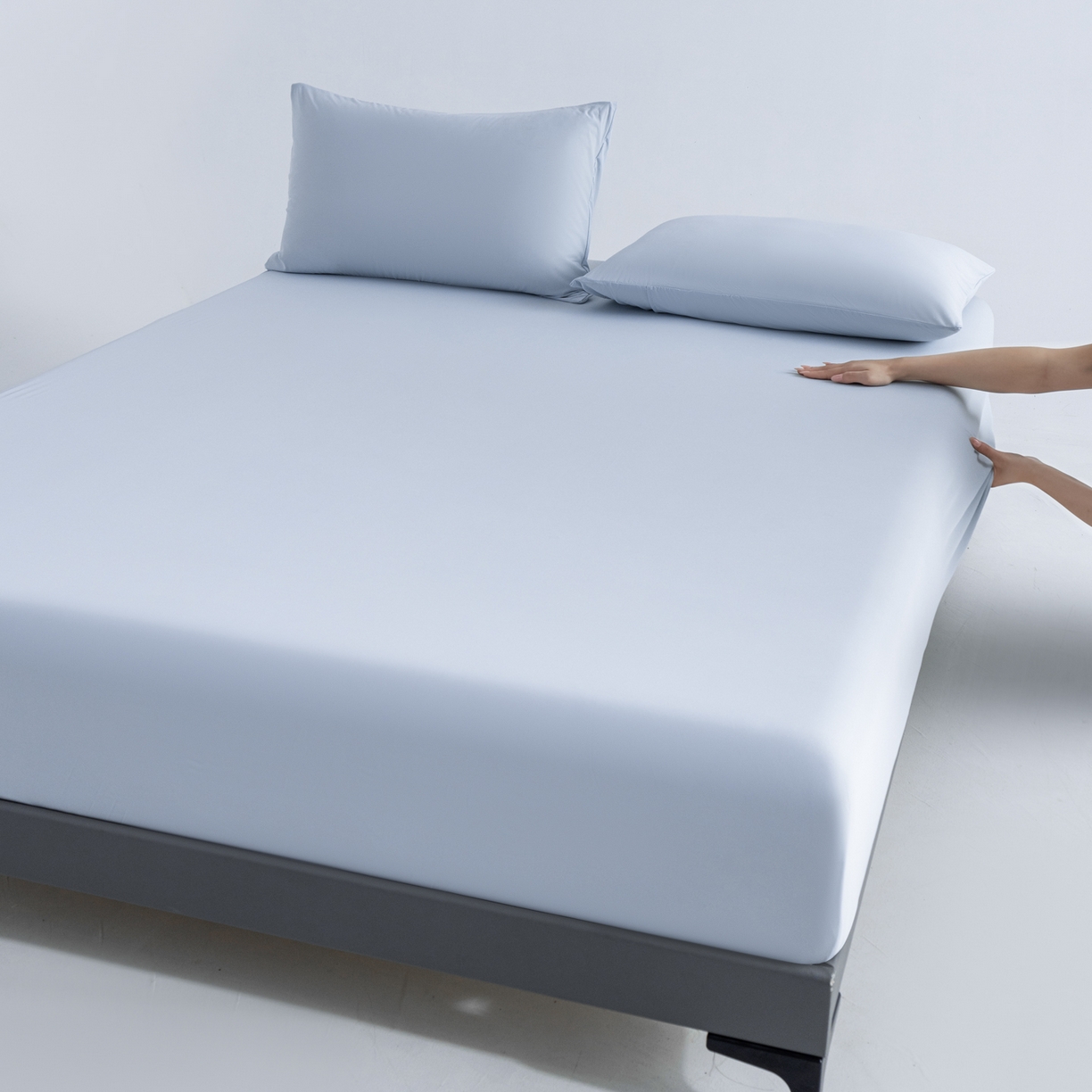 91家纺网 家纺一手货源 找家纺 梵心家纺 2026新款A类深睡星球床笠床垫保护罩床垫套枕套三件套160g氨纶 云天蓝