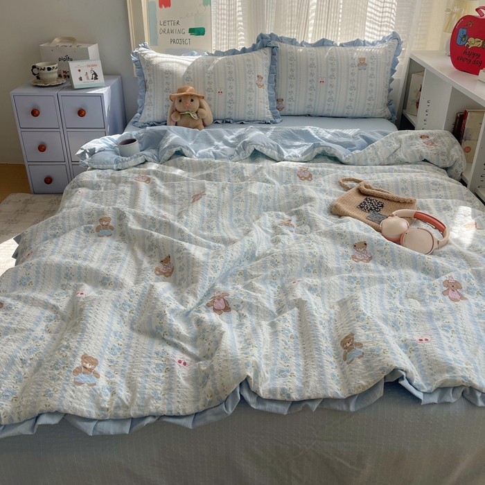 91家纺网 家纺一手货源 找家纺 （总）迪梦姿家纺 2026新款泡芙纱花边款夏被四件套