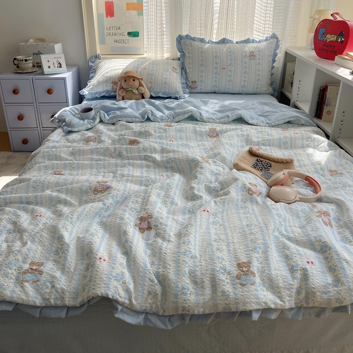 91家纺网 家纺一手货源 找家纺 （总）迪梦姿家纺 2026新款泡芙纱花边款夏被四件套