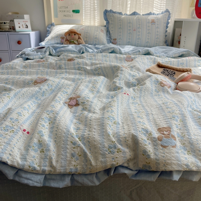 91家纺网 家纺一手货源 找家纺 （总）迪梦姿家纺 2026新款泡芙纱花边款夏被四件套