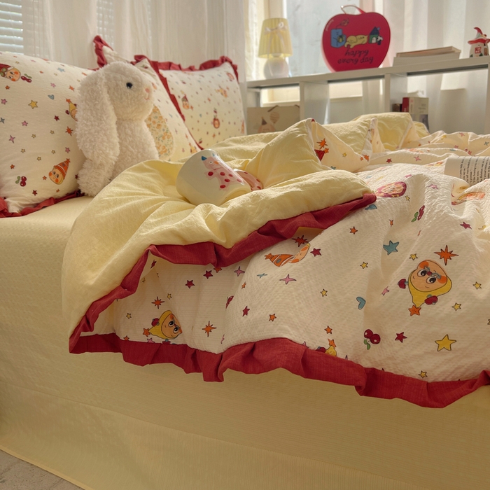 91家纺网 家纺一手货源 找家纺 （总）迪梦姿家纺 2026新款泡芙纱花边款夏被四件套