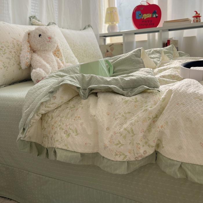 91家纺网 家纺一手货源 找家纺 （总）迪梦姿家纺 2026新款泡芙纱花边款夏被四件套