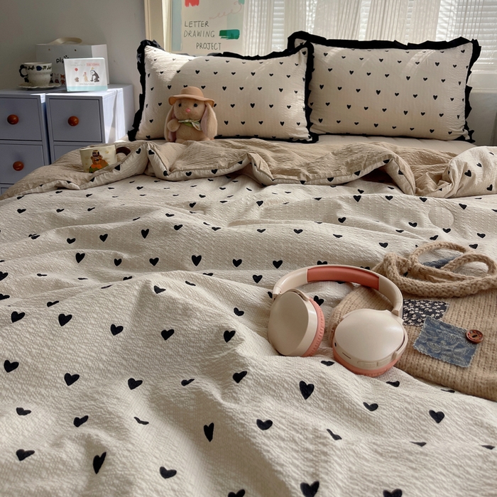 91家纺网 家纺一手货源 找家纺 迪梦姿家纺 2026新款泡芙纱花边款夏被四件套 甜心咖絮