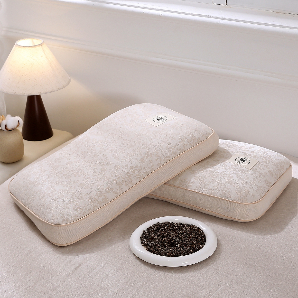 91家纺网 家纺一手货源 找家纺 珍贝家纺 2026新款棉麻荞麦枕枕头枕芯 棉麻荞麦枕-素雅小花