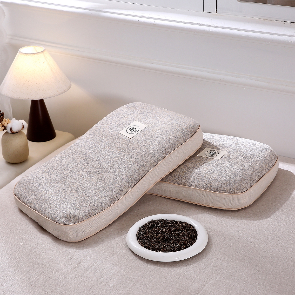 91家纺网 家纺一手货源 找家纺 珍贝家纺 2026新款棉麻荞麦枕枕头枕芯 棉麻荞麦枕-简约灰