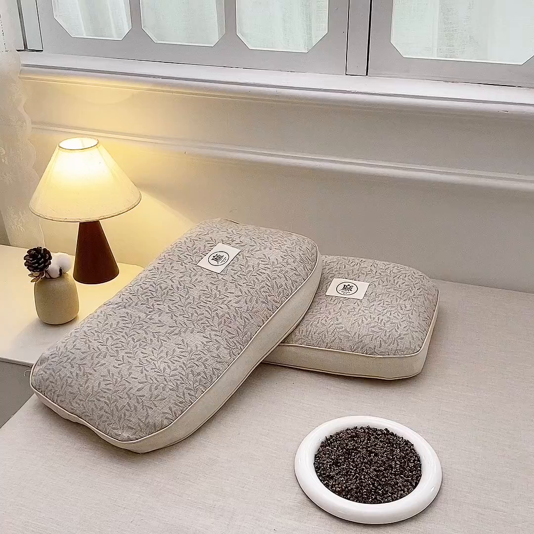 91家纺网 家纺一手货源 找家纺 珍贝家纺 2026新款棉麻荞麦枕枕头枕芯 棉麻荞麦枕-简约灰