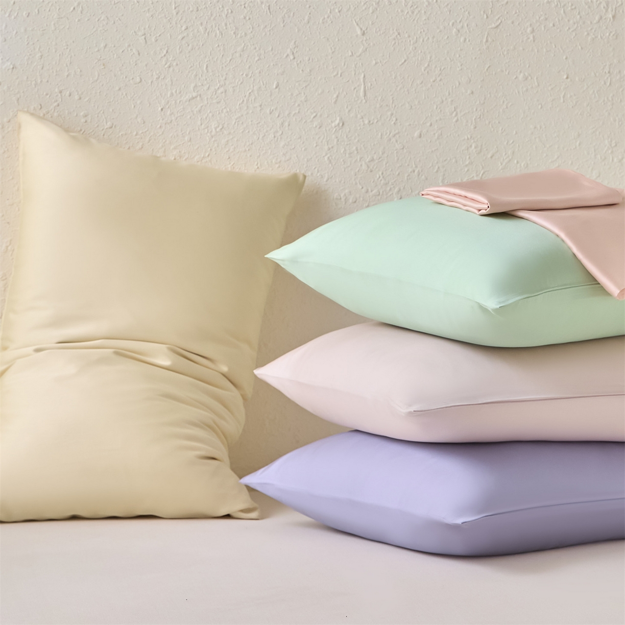 91家纺网 家纺一手货源 找家纺 （总）DC 2026新款莱赛尔天丝纯色枕套