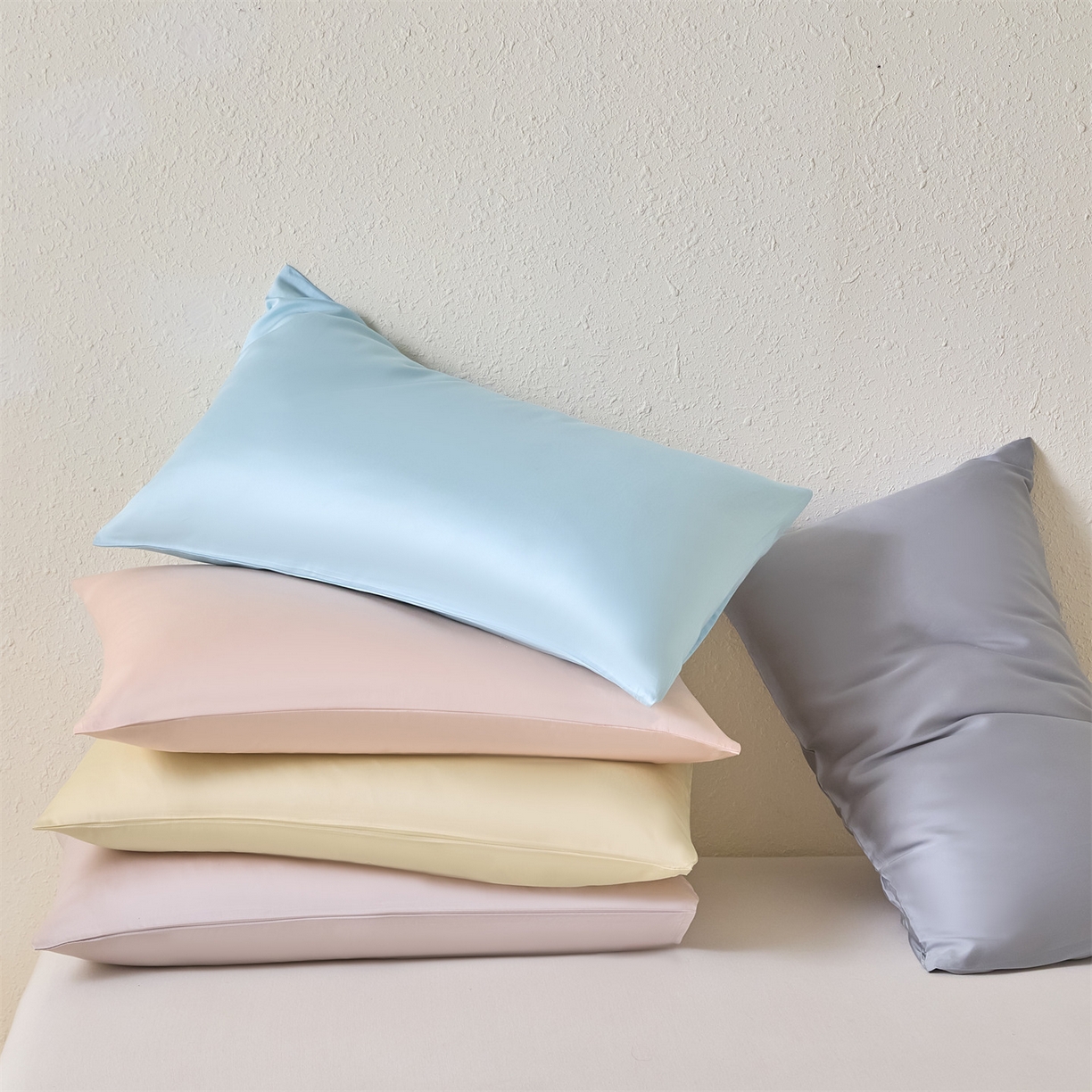 91家纺网 家纺一手货源 找家纺 （总）DC 2026新款天丝棉提花拼色织带款四件套--克拉拉系列