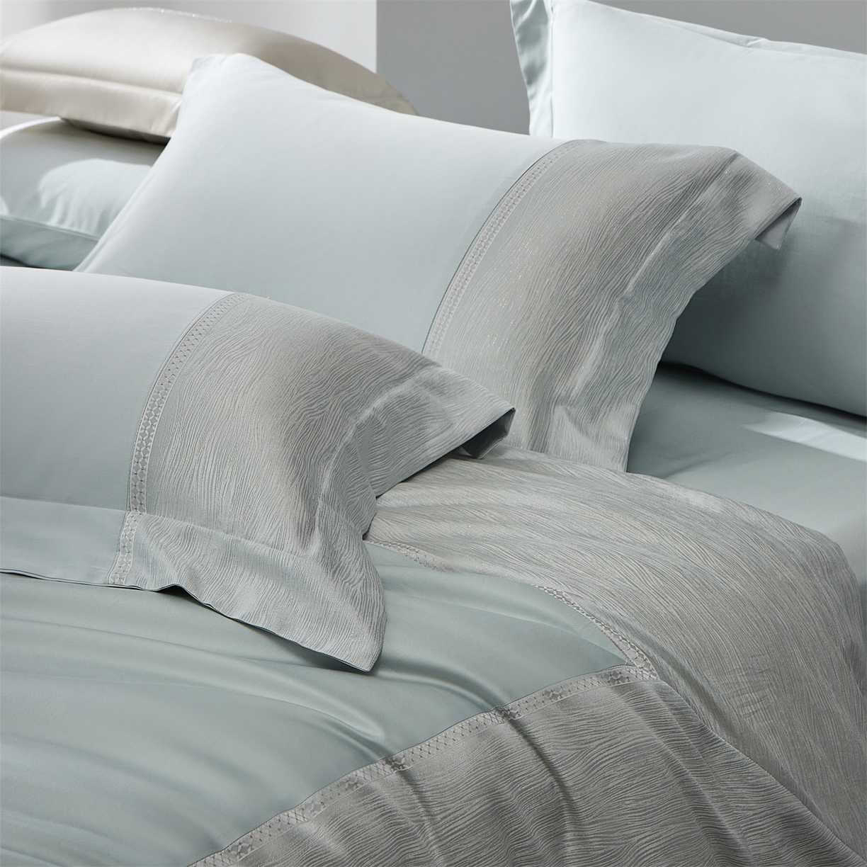 91家纺网 家纺一手货源 找家纺 （总）馨蕊家居 2026春夏新款100S全棉纯棉高精密提花刺绣四件套-追光