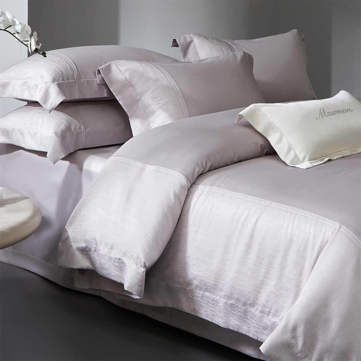 91家纺网 家纺一手货源 找家纺 馨蕊家居 2026春夏新款100S全棉纯棉高精密提花刺绣四件套-追光 追光-婉若紫