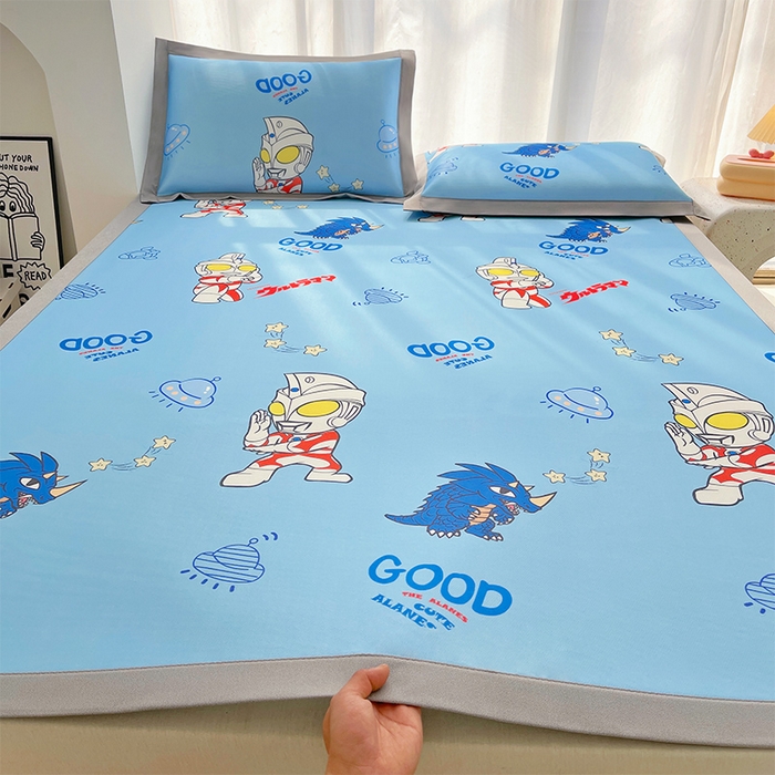 云恋家纺 2026正版授权小版冰丝席卡通凉席三件套可折叠水洗软席子儿童单双人凉感空调席子 小版-奥特曼打怪兽
