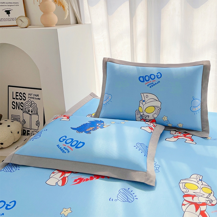 91家纺网 家纺一手货源 找家纺 云恋家纺 2026正版授权小版冰丝席卡通凉席三件套可折叠水洗软席子儿童单双人凉感空调席子 小版-奥特曼打怪兽