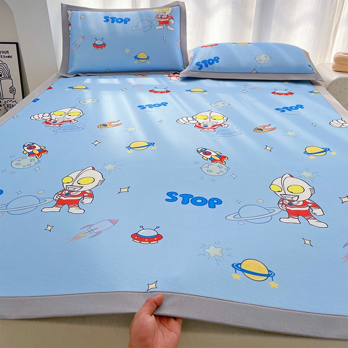 云恋家纺 2026正版授权小版冰丝席卡通凉席三件套可折叠水洗软席子儿童单双人凉感空调席子 小版-奥特曼降临