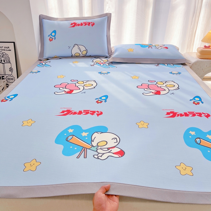 云恋家纺 2026正版授权小版冰丝席卡通凉席三件套可折叠水洗软席子儿童单双人凉感空调席子 小版-奥特曼科学家
