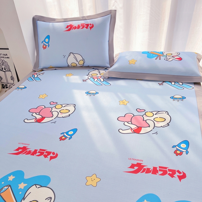 91家纺网 家纺一手货源 找家纺 云恋家纺 2026正版授权小版冰丝席卡通凉席三件套可折叠水洗软席子儿童单双人凉感空调席子 小版-奥特曼科学家