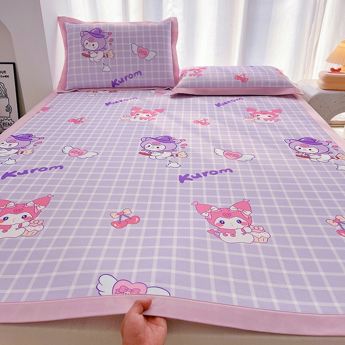 云恋家纺 2026正版授权小版冰丝席卡通凉席三件套可折叠水洗软席子儿童单双人凉感空调席子 小版-格格库洛米